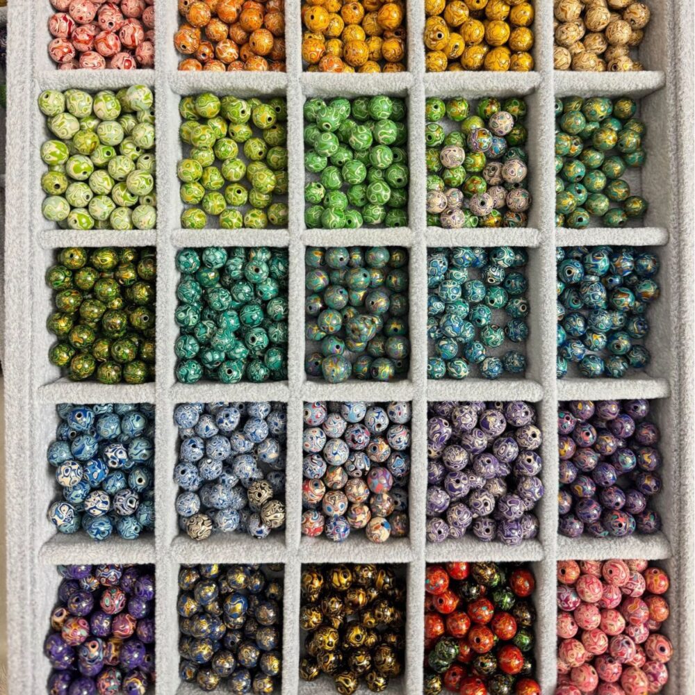 Wholesale 18mm full inlaid flawless vintage Chinese-style street market live stream supply, intangible cultural heritage lacquered bead Buddha bracelets, lacquerware